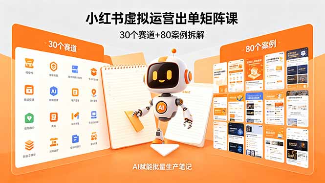 小红书虚拟运营出单矩阵课：30个赛道+80案例拆解，AI赋能批量生产笔记-HEIXMI（中国站）