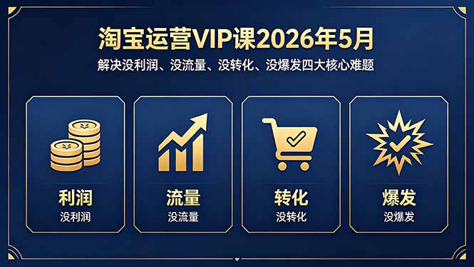 淘宝运营VIP课2026年5月：解决没利润、没流量、没转化、没爆发四大核心难题-HEIXMI（中国站）
