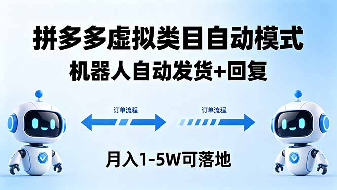 多多虚拟类目自动模式，机器人自动发货 + 回复，月入 1-5W 可落地-HEIXMI（中国站）