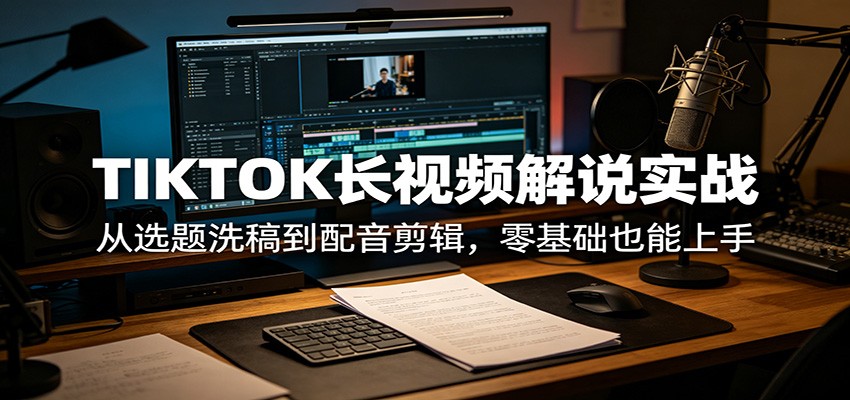 TIKTOK长视频解说实战：从选题洗稿到配音剪辑，零基础也能上手-HEIXMI（中国站）