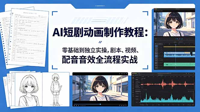 AI短剧动画制作教程：零基础到独立实操，剧本、视频、配音音效全流程实战-HEIXMI（中国站）