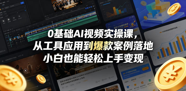 0基础AI视频实操课，从工具应用到爆款案例落地，小白也能轻松上手变现-HEIXMI（中国站）