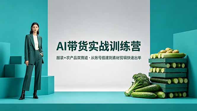AI带货实战训练营，服装+农产品双赛道，从账号搭建到素材剪辑快速出单-HEIXMI（中国站）