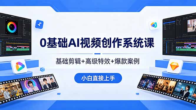 0基础AI视频创作系统课，基础剪辑+高级特效+爆款案例，小白直接上手-HEIXMI（中国站）
