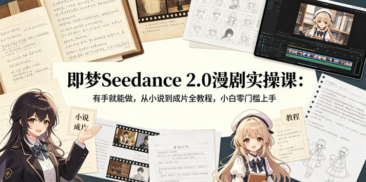 即梦Seedance 2.0漫剧实操课：有手就能做，从小说到成片全教程，小白零门槛上手-HEIXMI（中国站）
