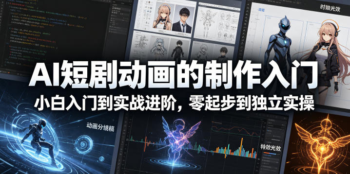 AI短剧动画的制作入门，小白入门到实战进阶，零起步到独立实操-HEIXMI（中国站）