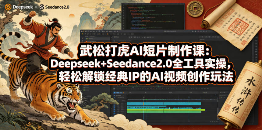 武松打虎AI短片制作课：Deepseek+Seedance2.0全工具实操，轻松解锁经典IP的AI视频创作玩法-HEIXMI（中国站）