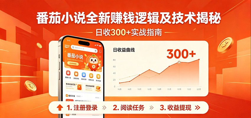 番茄小说全新赚钱逻辑及技术日收300+，小白新书皆可做！无脑赚就行了！-HEIXMI（中国站）