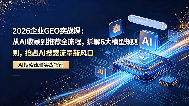2026 企业GEO实战课：从AI收录到推荐全流程，拆解6大模型规则，抢占 AI 搜索流量新风口-HEIXMI（中国站）