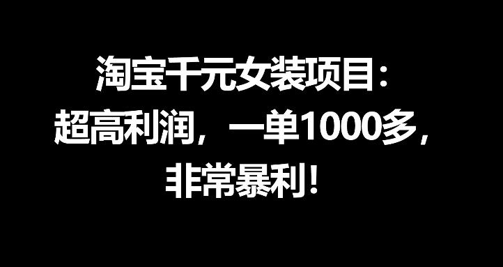 淘宝千元女装项目：超高利润，一单1000多，非常暴利-HEIXMI（中国站）