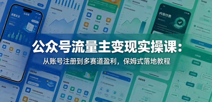 公众号流量主变现实操课：从账号注册到多赛道盈利，保姆式落地教程-HEIXMI（中国站）