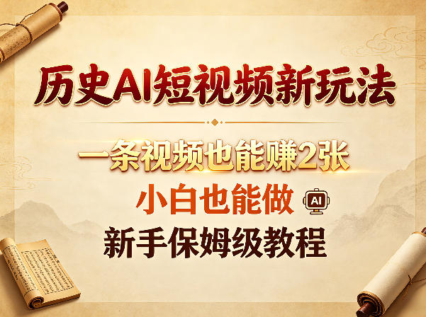 历史AI短视频新玩法，一条视频也能賺2张，小白也能做，新手保姆级教程-HEIXMI（中国站）