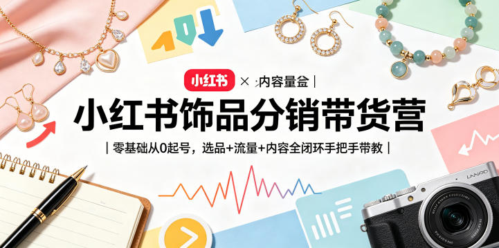 小红书饰品分销带货营｜零基础从0起号，选品+流量+内容全闭环手把手带教-HEIXMI（中国站）