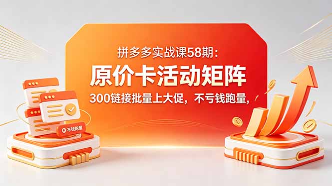 拼多多实战课58期：原价卡活动矩阵，300链接批量上大促，不亏钱跑量-HEIXMI（中国站）