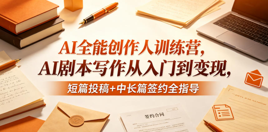 AI全能创作人训练营，AI剧本写作从入门到变现，短篇投稿+中长篇签约全指导-HEIXMI（中国站）