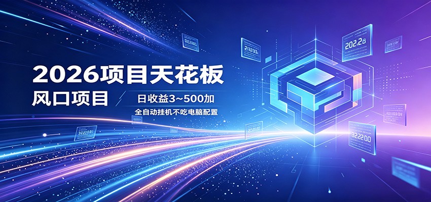 2026项目天花板，风口项目，日收益3~500+全自动挂机，不吃配置-HEIXMI（中国站）