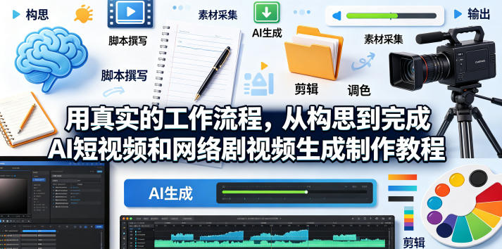 用真实的工作流程，从构思到完成AI短视频和网络剧视频生成制作教程-中英字幕-HEIXMI（中国站）