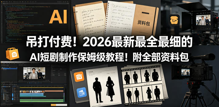 吊打付费！2026最新最全最细的AI短剧制作保姆级教程！附全部资料包-HEIXMI（中国站）