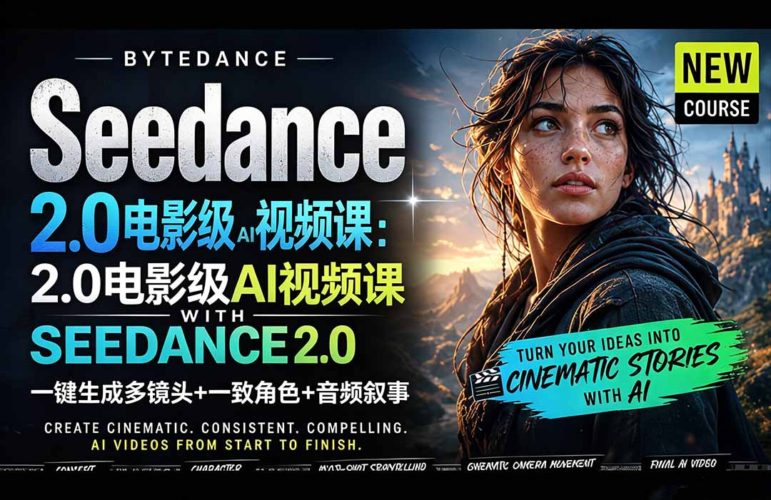 Seedance 2.0电影级AI视频课：一键生成多镜头+一致角色+音频叙事-HEIXMI（中国站）