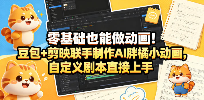 零基础也能做动画！豆包+剪映联手制作AI胖橘小动画，自定义剧本直接上手-HEIXMI（中国站）