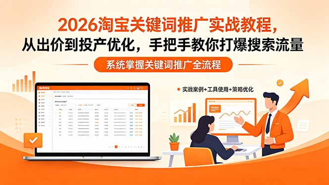 2026淘宝关键词推广实战教程，，从出价到投产优化，手把手教你打爆搜索流量-HEIXMI（中国站）