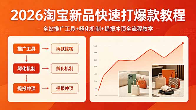 2026淘宝新品快速打爆款教程，全站推广工具+孵化机制+提报冲顶全流程教学-HEIXMI（中国站）