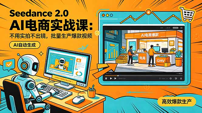 Seedance 2.0 AI电商实战课：不用实拍不出镜，批量生产爆款视频打爆GMV-HEIXMI（中国站）