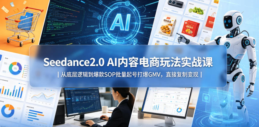 Seedance2.0 AI内容电商玩法实战课｜从底层逻辑到爆款SOP批量起号打爆GMV，直接复制变现-HEIXMI（中国站）