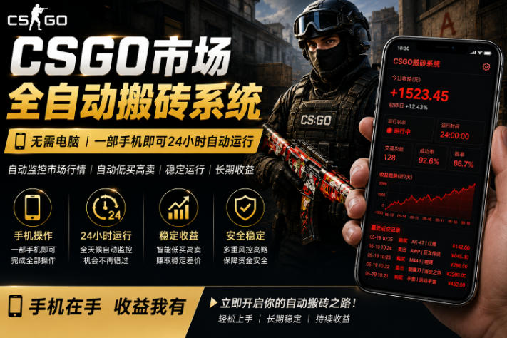 24小时自动监控CS饰品市场，手机即可完成全部操作实现自动搬砖盈利，日入300+【揭秘】-HEIXMI（中国站）
