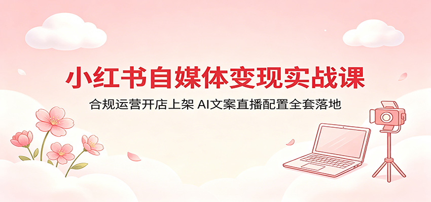小红书自媒体变现实战课：合规运营开店上架，AI文案直播配置全套落地-HEIXMI（中国站）