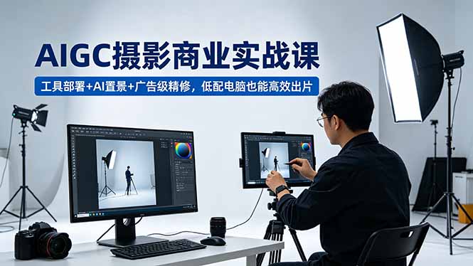 AIGC 摄影商业实战课，工具部署+AI置景+广告级精修，低配电脑也能高效出片-HEIXMI（中国站）