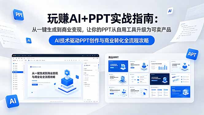 玩赚AI+PPT实战指南-更新5月13：从一键生成到商业变现，让你的PPT从自用工具升级为可卖产品-HEIXMI（中国站）