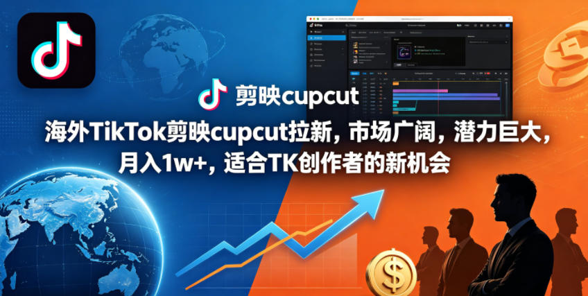 海外TikTok剪映cupcut拉新，市场广阔，潜力巨大，月入1w+，适合TK创作者的新机会-HEIXMI（中国站）