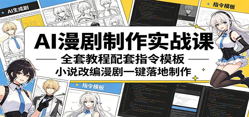 AI漫剧制作实战课：全套教程配套指令模板，小说改编漫剧一键落地制作-HEIXMI（中国站）