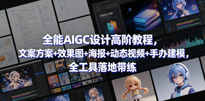 全能AIGC设计高阶教程，文案方案+效果图+海报+动态视频+手办建模，全工具落地带练-HEIXMI（中国站）