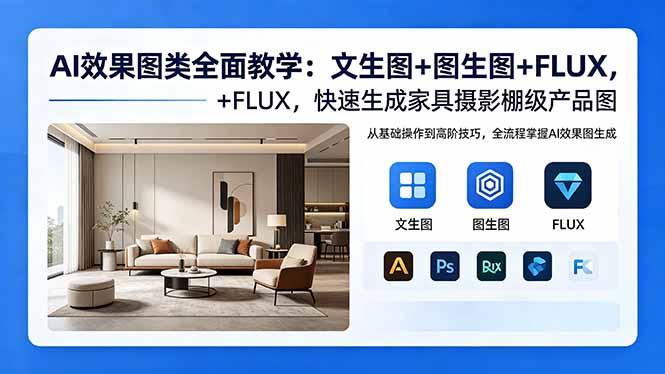 AI效果图类全面教学：文生图+图生图+FLUX，快速生成家具摄影棚级产品图-HEIXMI（中国站）
