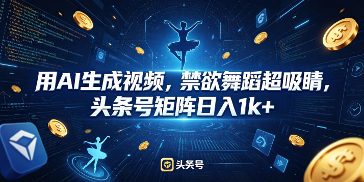 用AI生成视频，禁欲舞蹈超吸睛，头条号矩阵日入1k+-HEIXMI（中国站）