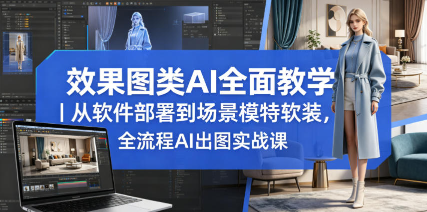 效果图类AI全面教学｜从软件部署到场景模特软装，全流程AI出图实战课-HEIXMI（中国站）