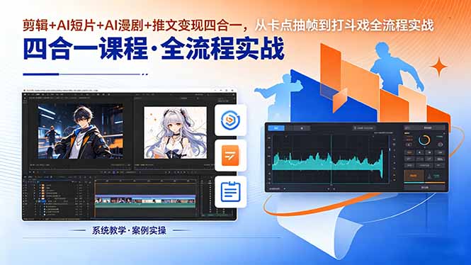 剪辑+AI短片+AI漫剧+推文变现四合一，从卡点抽帧到打斗戏全流程实战-HEIXMI（中国站）