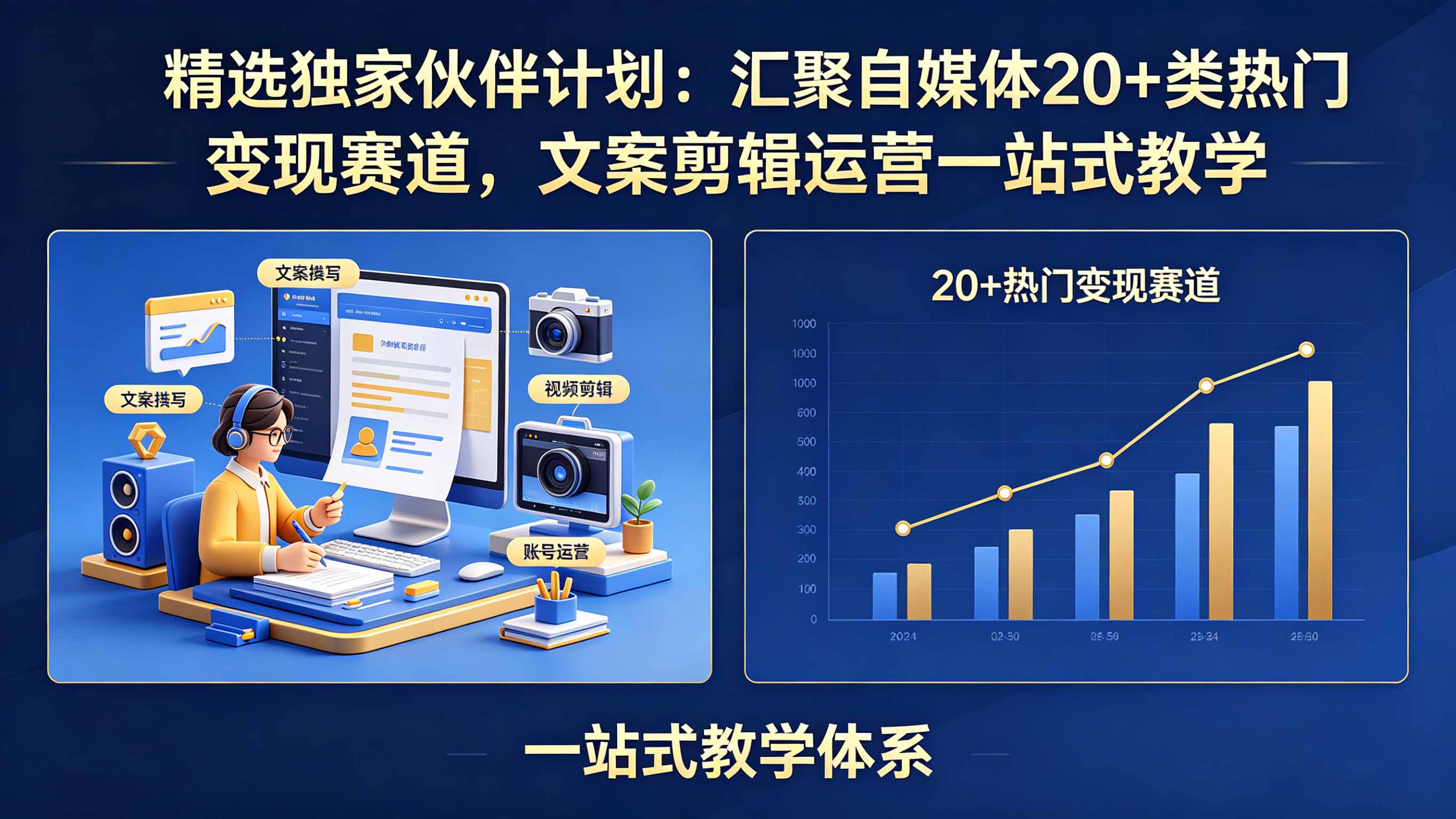 精选独家伙伴计划：汇聚自媒体20+类热门变现赛道，文案剪辑运营一站式教学-HEIXMI（中国站）