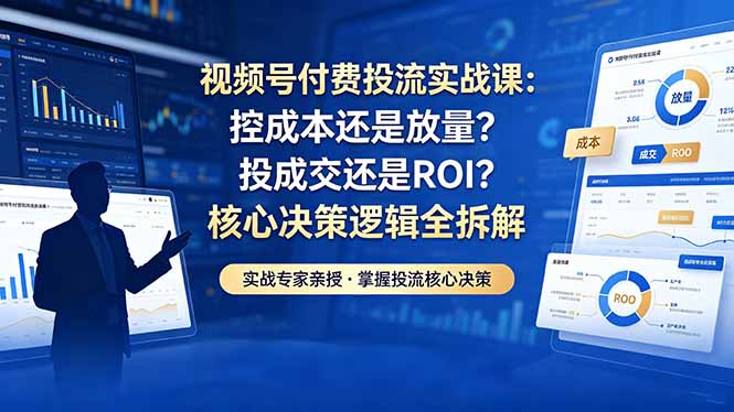 视频号付费投流实战课-5月：控成本还是放量？投成交还是ROI？核心决策逻辑全拆解-HEIXMI（中国站）