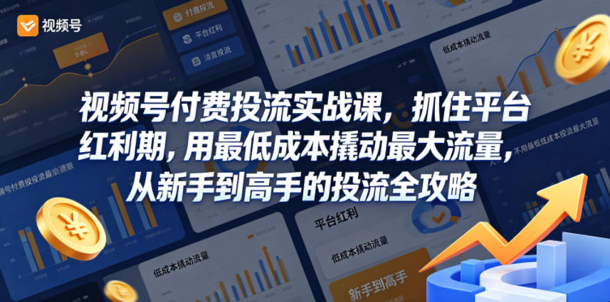视频号付费投流实战课，抓住平台红利期，用最低成本撬动最大流量，从新手到高手的投流全攻略-HEIXMI（中国站）