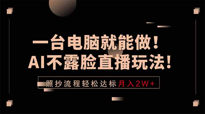 一台电脑就能做！AI不露脸直播玩法，照抄流程轻松达标月入2W+-HEIXMI（中国站）