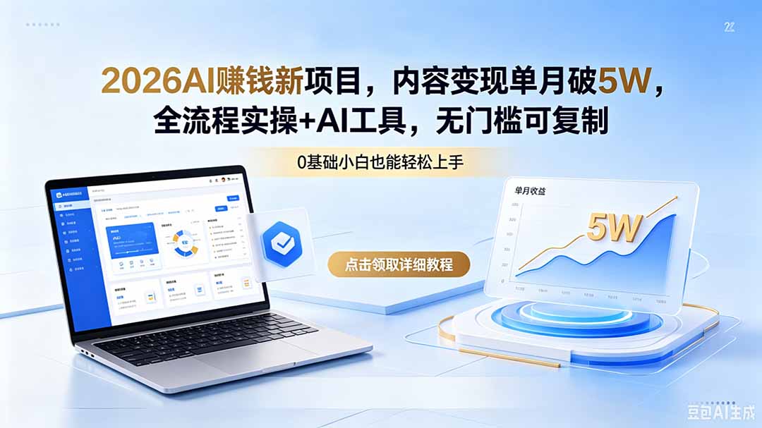2026AI赚钱新项目，内容变现单月破5W，全流程实操+AI工具，无门槛可复制-HEIXMI（中国站）