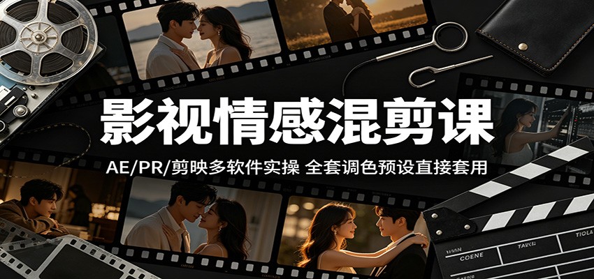 影视情感混剪课：AE/PR/剪映多软件实操，全套调色预设直接套用-HEIXMI（中国站）