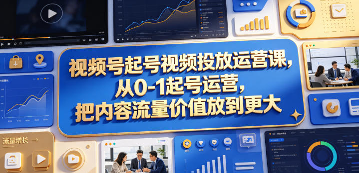 视频号起号视频投放运营课，从0-1起号运营，把内容流量价值放到更大-HEIXMI（中国站）