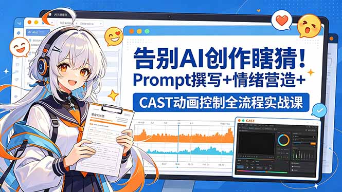 告别AI创作瞎猜！Prompt撰写+情绪营造+CAST动画控制全流程实战课-HEIXMI（中国站）