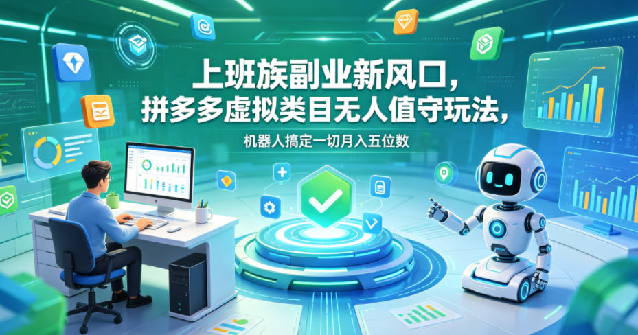 上班族副业新风口，拼多多虚拟类目无人值守玩法，机器人搞定一切月入五位数【揭秘】-HEIXMI（中国站）