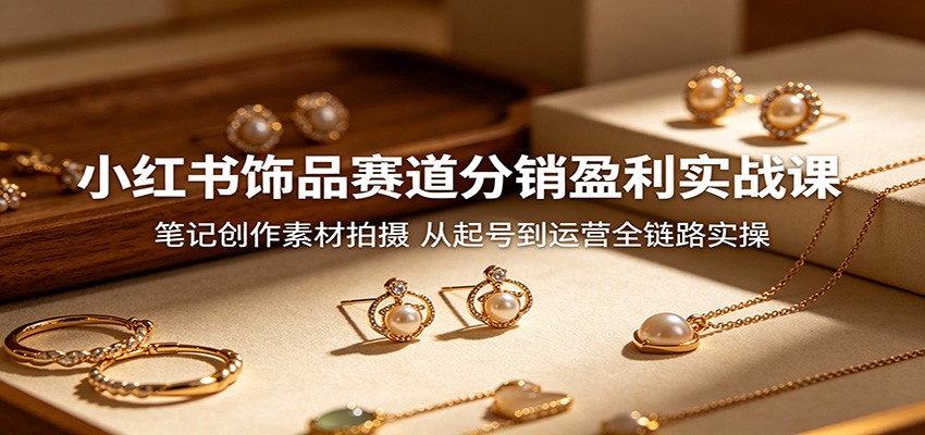 小红书饰品赛道分销盈利实战课：笔记创作素材拍摄，从起号到运营全链路实操-HEIXMI（中国站）