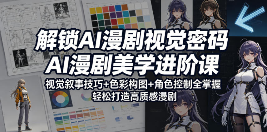 解锁AI漫剧视觉密码，AI漫剧美学进阶课，视觉叙事技巧+色彩构图+角色控制全掌握，轻松打造高质感漫剧-HEIXMI（中国站）